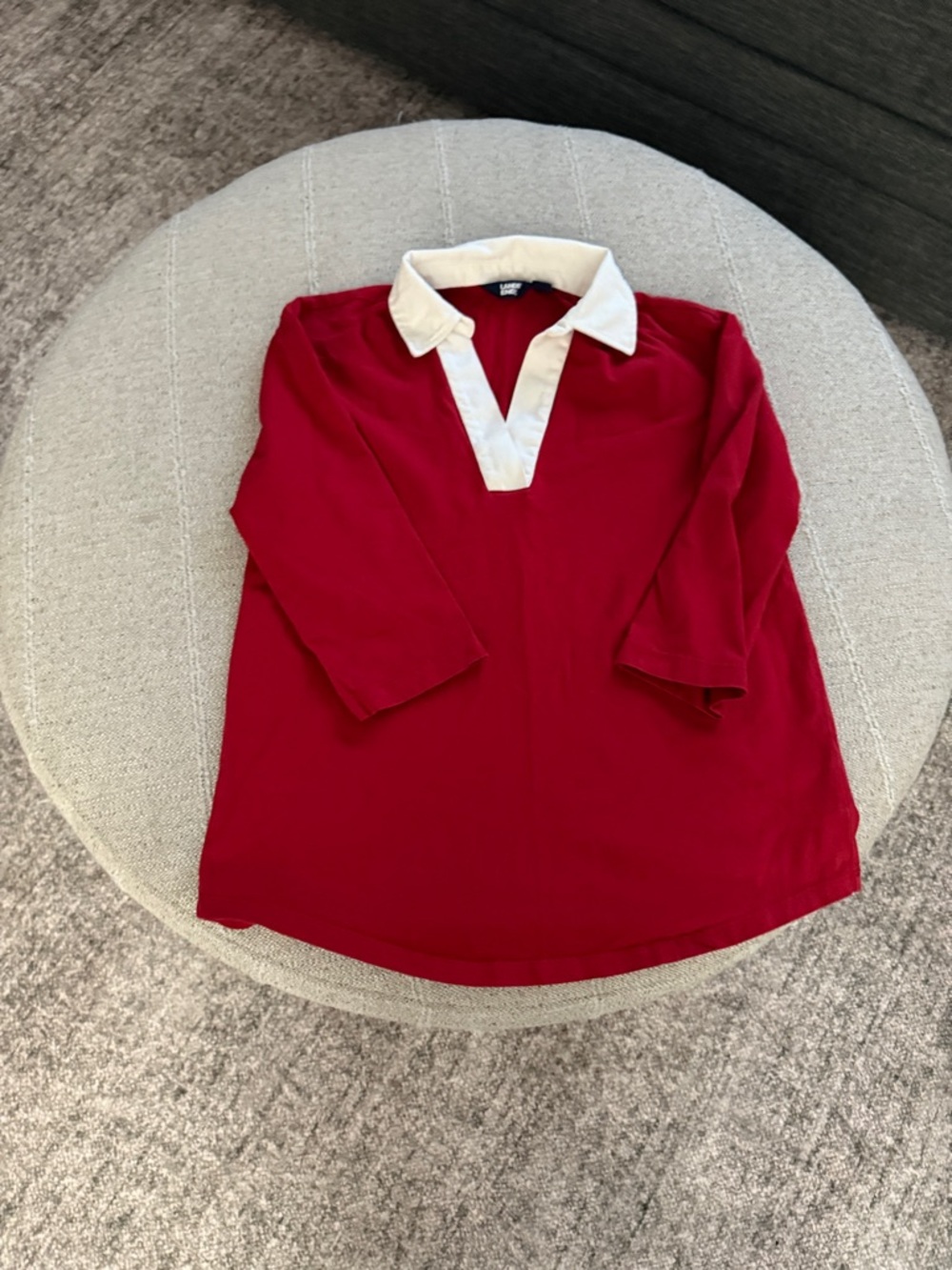 Lands' End Crimson Polo Tunic with White Contrast Collar